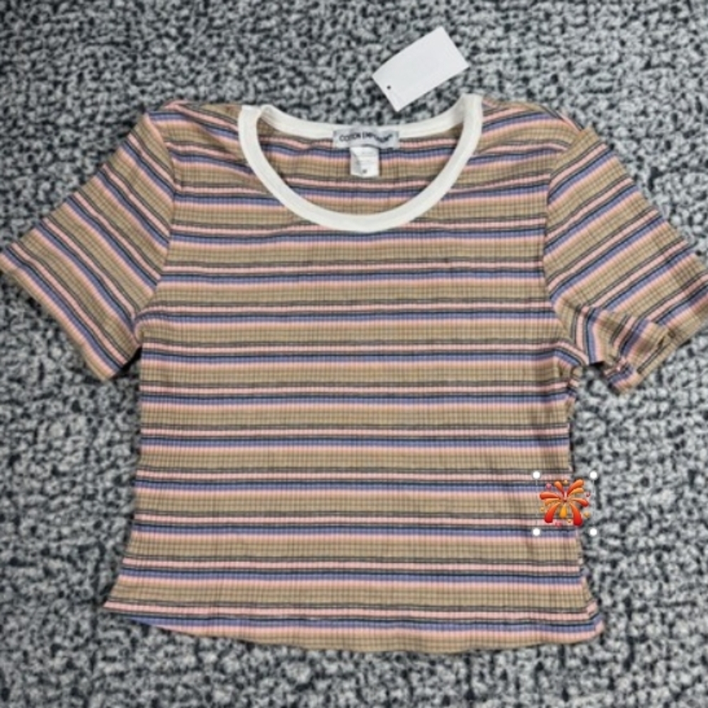 Striped Short Sleeve Crop Top